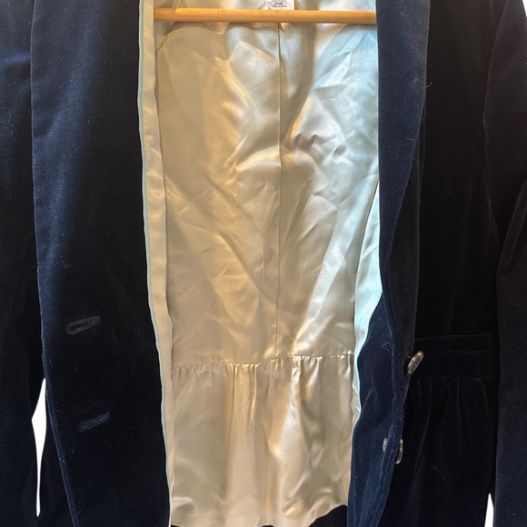 J Crew Women's Size 8 Velvet Jacket Blazer Navy Peplum Quiet Luxury Winter Trend - Picture 8 of 8